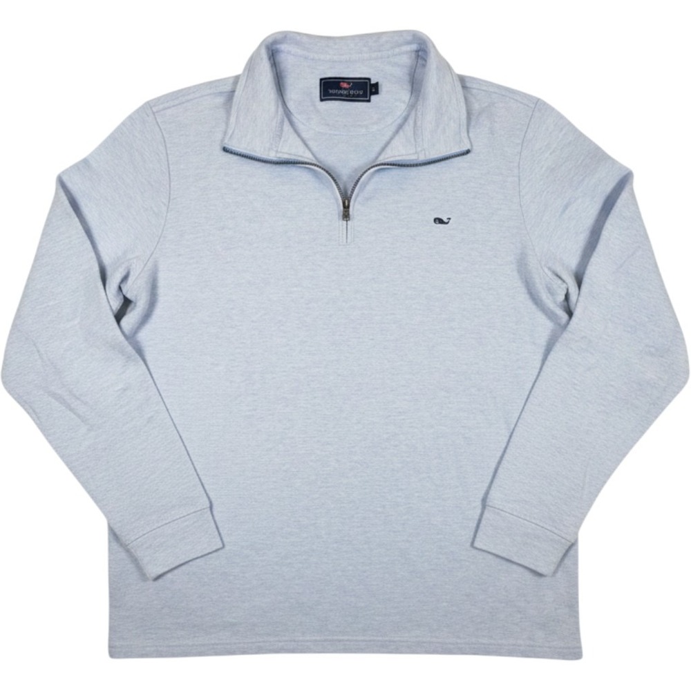 Vineyard Vines Mens 2XT Light Blue Heathered Quarter Zip Pullover Sweater